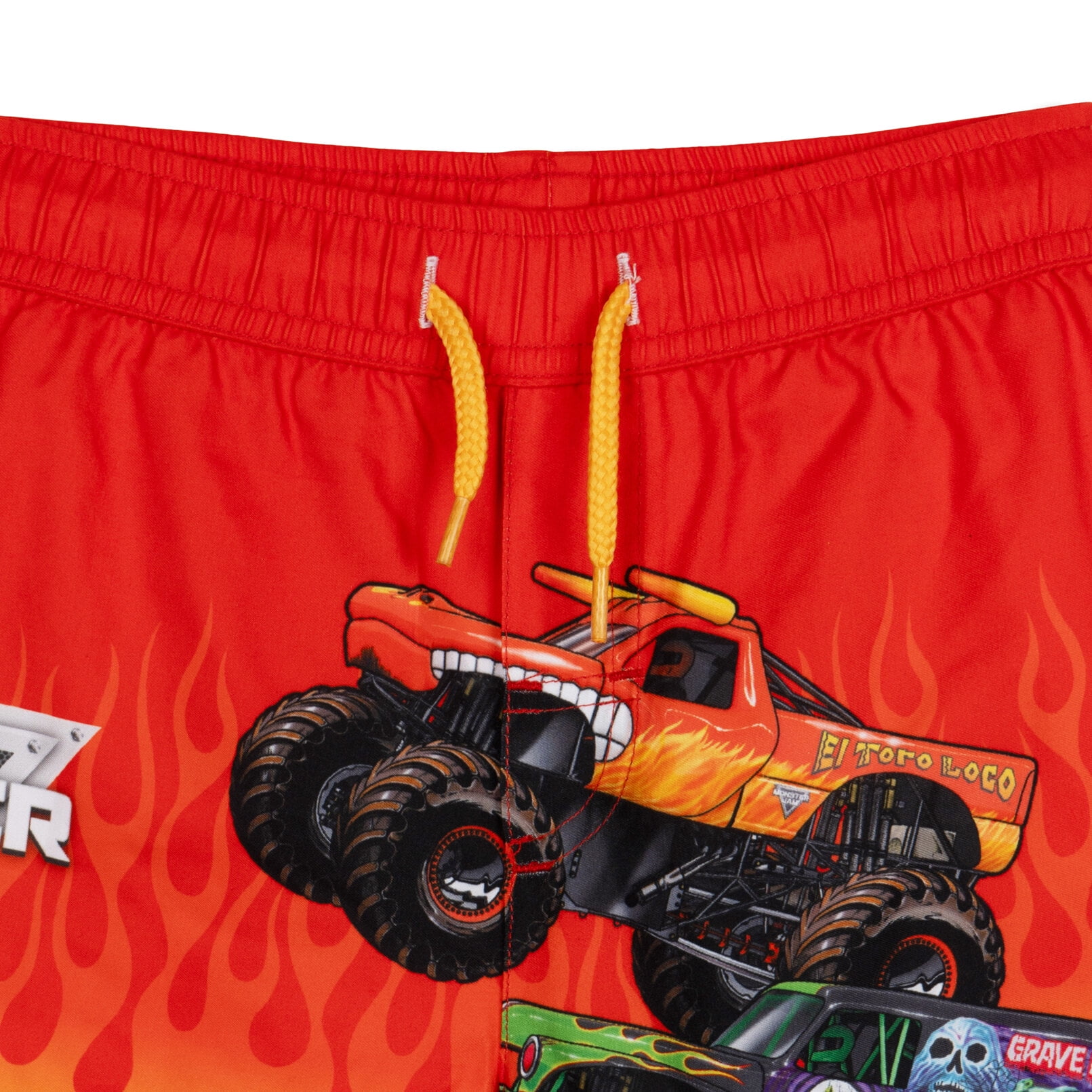 Monster Jam Toddler Boys' Swimwear Swim Trunks Grave Digger Flame