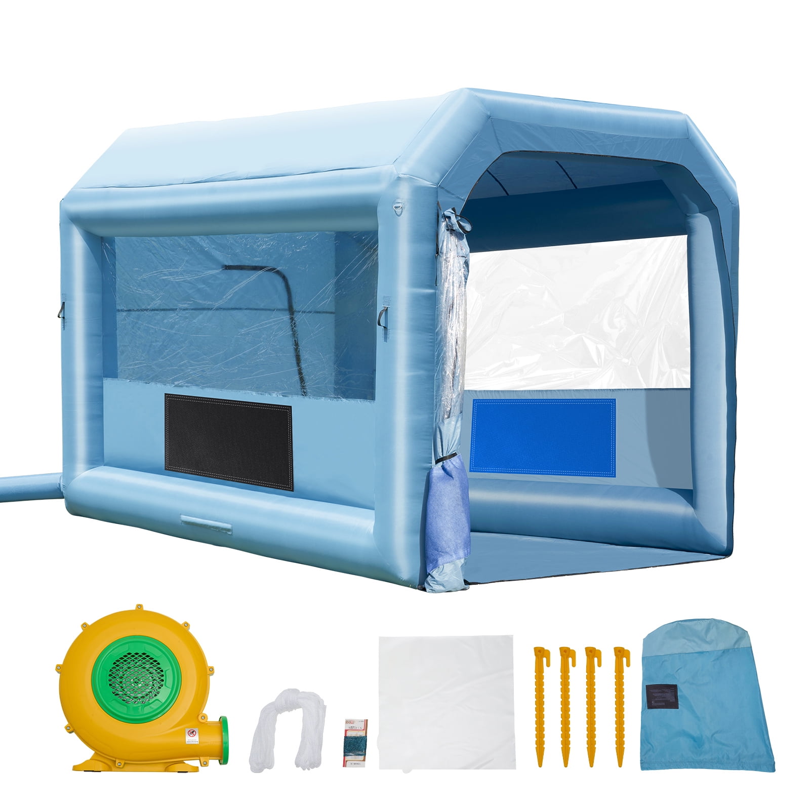 KFFKFF Inflatable Paint Booth, 13.1x9.8x9 ft, Includes 750W Blower & Filtration System, Ideal for Motorcycles, Bicycles & Vehicle Parts