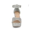 thumbnail image 6 of BLISSFUL STEP Women's Glitter Platform Crisscross Straps Block Heel Sandals Silver 10, 6 of 7
