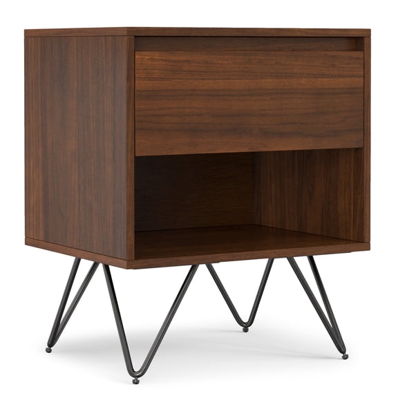 Simpli Home Hunter 20 inch Wide Nightstand in Walnut Veneer