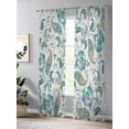 thumbnail image 4 of Sheer Curtains 84 Inches Long, Teal Paisley Floral Light Filtering Window Curtains for Living Room/Bedroom, Boho Ethnic Tribe Traditional Rod Pocket Voile Sheer Curtain Drapes, 52"W x 84"L, 2 Panels, 4 of 8