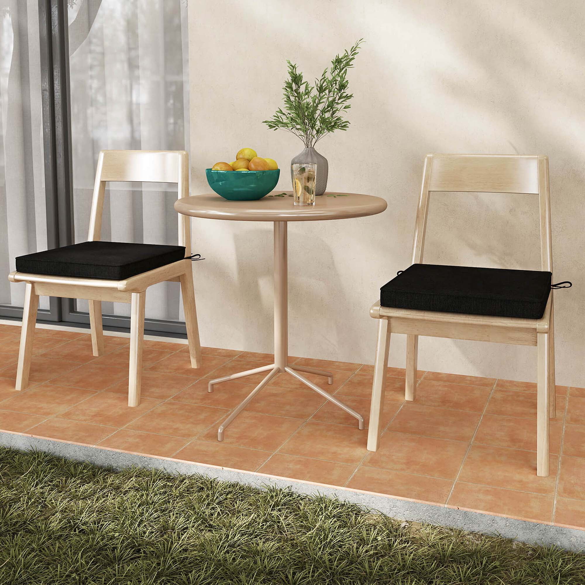 Costway Outdoor Chair Cushion Set of 4 Waterproof Fade-Resistant Olefin Seat Cushions Black