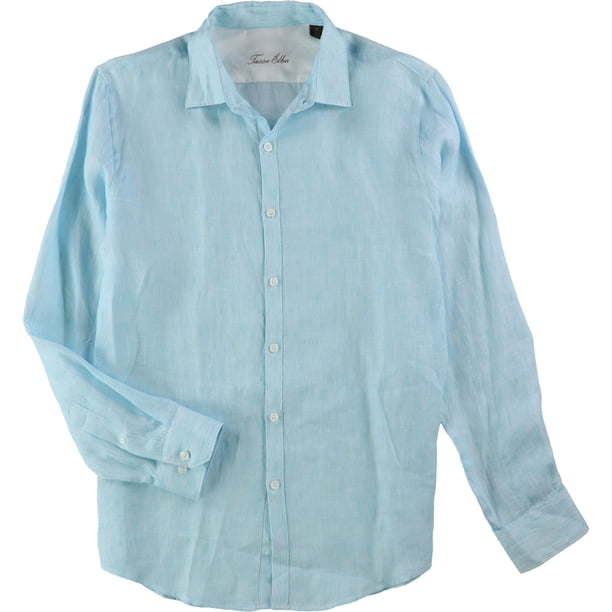Camisa con Botones de lino texturizado Tasso Elba para hombre azul extragrande