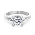 thumbnail image 2 of Orlando - Moissanite Cushion Cut Lab Diamond Engagement Ring With Tapered Baguette Sidestones, 2 of 5