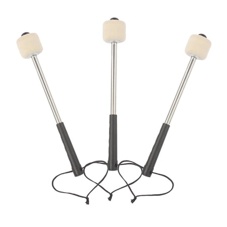 3pieces Bass Drum Mallets Drum Stick with Wool Felt Head Stainless Hand Grip