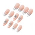 thumbnail image 4 of Uñas postizas adhesivas CnSybaris plateadas estilo francés con corazón 3D, 24 piezas, 4 of 7