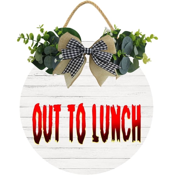 Eveokoki 12" Out To Lunch Signs For Office Door, Out To Lunch Wood Door Sign For Dining Break Room,Food Kitchen,Office Work,Wood Sign,Business Sign