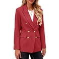 thumbnail image 4 of Cmfcve Women's Double Breasted Blazer Jacket Lapel Collar Long Sleeve Oversized Dressy Casual Suit Coat, 4 of 7