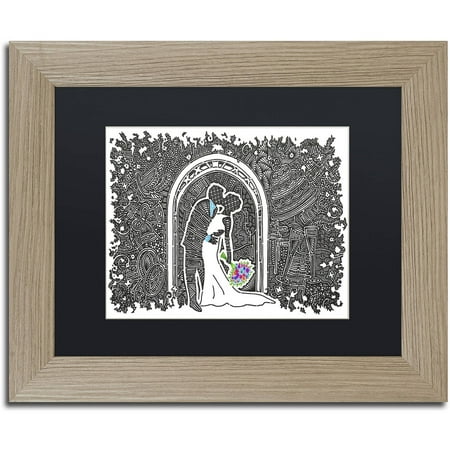 Trademark Fine Art 'Wedding Kiss' Canvas Art by Viz Art Ink, Black Matte, Birch Frame