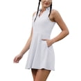 thumbnail image 3 of Two Piece Workout Outfits for Women, Sleeveless Mini Dress with Shorts Summer Athletic Tennis Dress Golf Outfit, 3 of 7