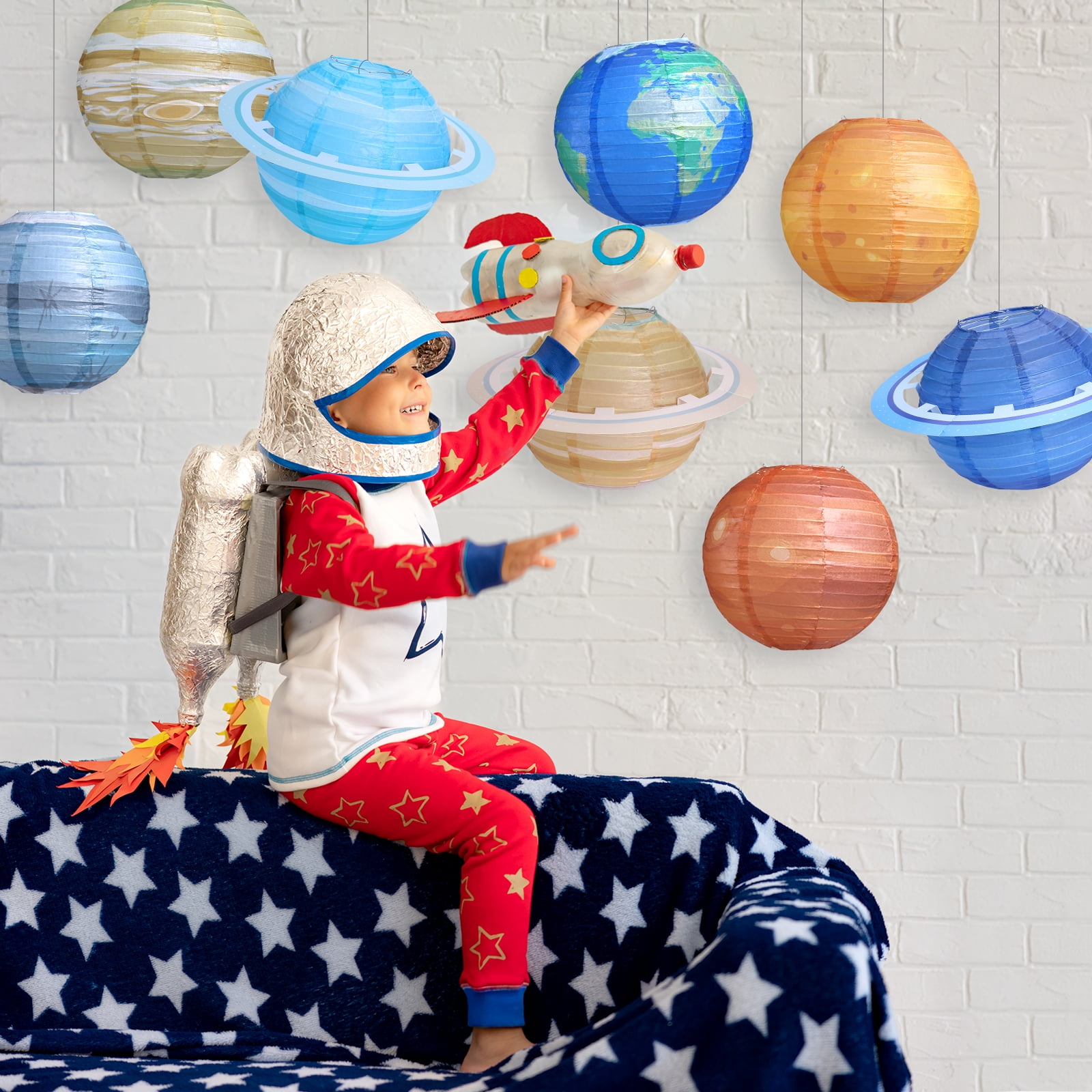 Solar System Paper Lanterns - 8 Planet Hanging Decor For Space Theme Parties & Room Decor