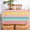 thumbnail image 2 of Rdsfhsp Multi Striped Patchwork Oval Tablecloth, Color Block Stripe Print Table Cloth, Wrinkle Free 60x84 Inch for Party Dining, 2 of 4