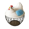 thumbnail image 2 of Chicken Design Ceramic Egg Storage Basket Iron Basket Holds 20-25 Eggs, Egg Holder, Organizer Case, Container Egg Basket Holder （Blue）, 2 of 6