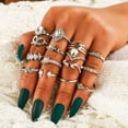 thumbnail image 2 of Azul 15pcs/Set Por encima de la pila Anillos Set Vintage Mujeres Bohemia Anillos de Plata Anillos, 2 of 8