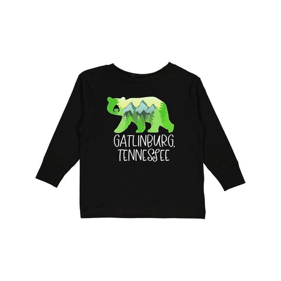 Inktastic Gatlinburg, Tennessee- Mountains and Bear Shape Boys or Girls Long Sleeve Toddler T-Shirt