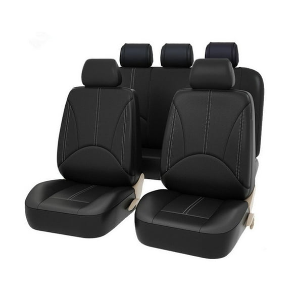 9 Pieces Car Seat Covers, Universal Breathable Leather Seat Protector Full Set Automobile Interior Accessories