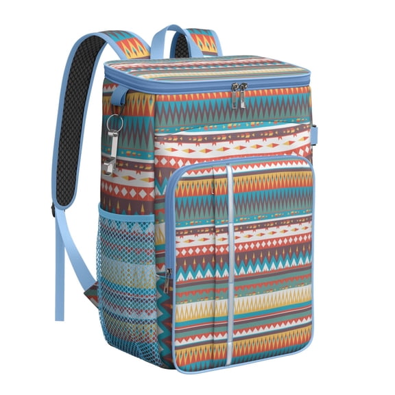 Rustic Insulated Backpack Cooler - 20L Soft Cooler Bag, Artistic Design for Outdoor Enthusiasts
