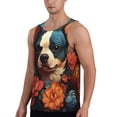 thumbnail image 2 of Susaid Vintage Colorful Flower French Bulldog Print Men's Sleeveless Workout Running Tank Top Dry Fit Athletic Gym Sports Swim Beach Muscle Bodybuilding Shirts-XX-Large, 2 of 7