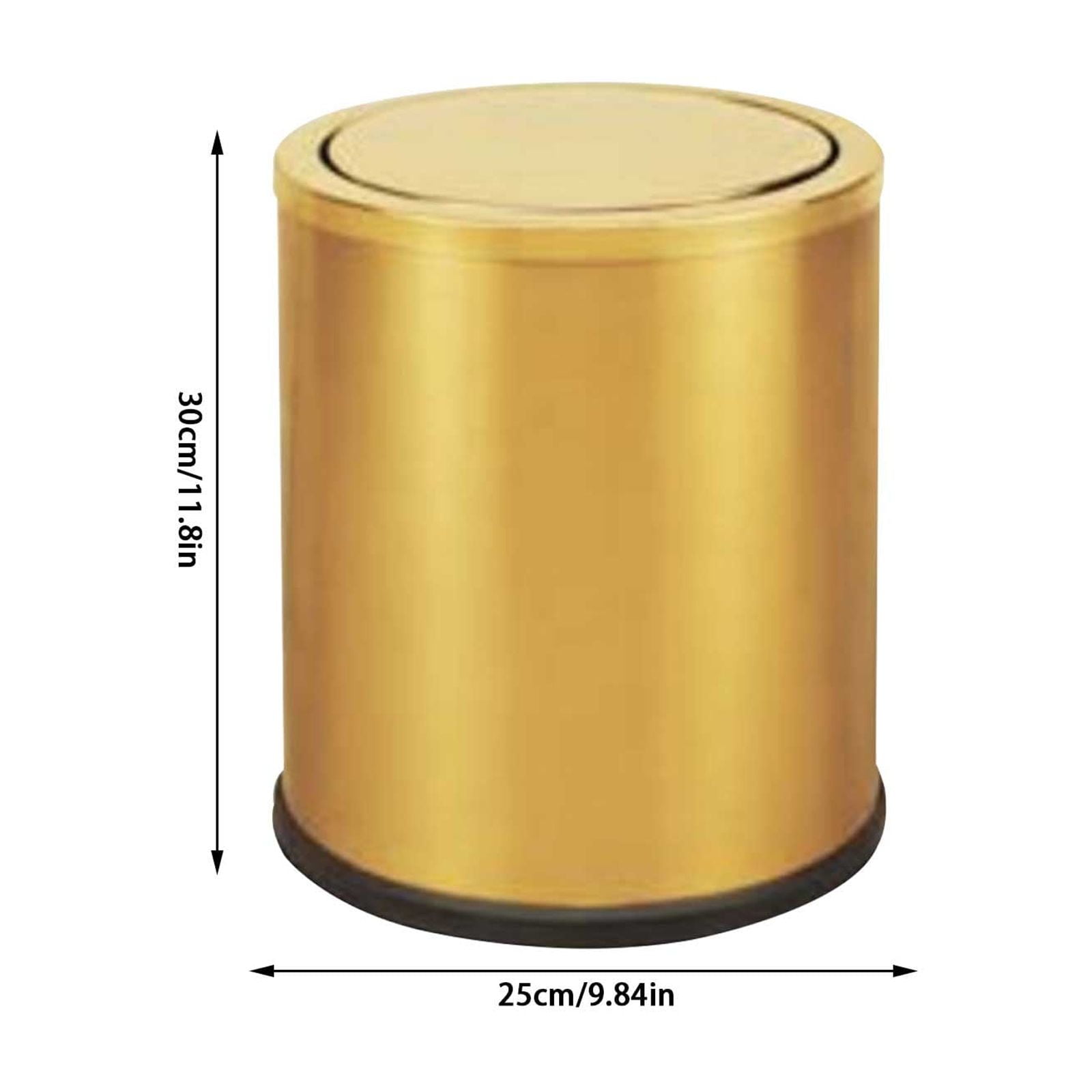 Trash can with Flipping Lid,Stainless Steel Garbage cans Wastebasket Bin for Bathroom,Laundry,Hotel,Office,Laundry Room,Metallic,Gold