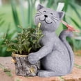 thumbnail image 1 of Estatua solar de gato para jardín, figura de exterior, escultura de animal impermeable, adorno de patio para decoración del hogar, 1 of 8
