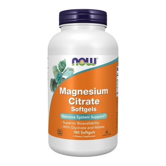 NOW Supplements, Magnesium Citrate, With Glycinate & Malate, Nervous System Support*, 180 Softgels