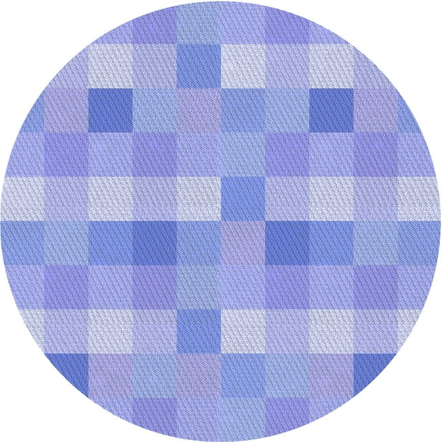 Ahgly Tapis Rond Lavable en Machine Intérieur Transitionnel Bleu Ardoise Clair, 6 Pieds Rond