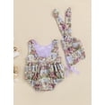 thumbnail image 5 of Blotona Infant Baby Girls Easter Two-Piece Suit Rabbit Print Sleeveless Round Neck Backless Romper + Tie-Up Hat, 5 of 10