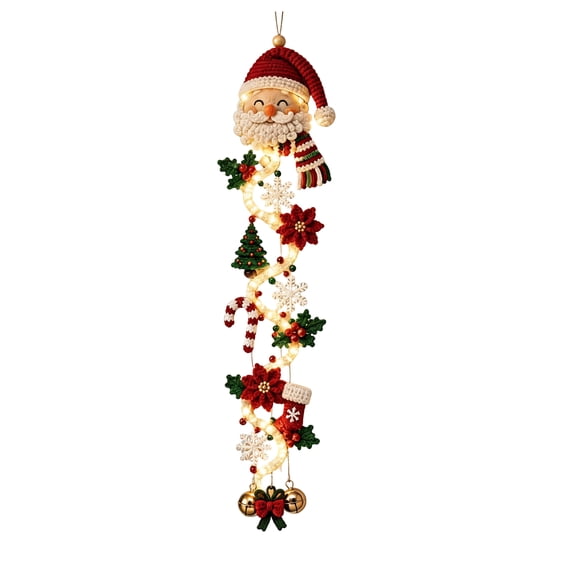 Glowing Christmas Door Hanger, Lighted Christmas Door Hanger, Merry Cascade Light-Up Christmas Decoration, Festive Light Designs, Vertical Display (Santa Claus)