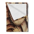 thumbnail image 2 of Industrial Soft Flannel Fleece Throw Blanket, Inside the Clocks Theme Gears Mechanical Device Image in Steampunk Style Print, Cozy Plush for Indoor and Outdoor Use, 50" x 70", Cinnamon, by Ambesonne, 2 of 5