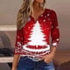 thumbnail image 1 of Puntoco Blusa informal de cuello redondo con mangas 3/4 cortas y estampado a la moda para mujer, 1 of 5