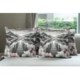 thumbnail image 5 of Ambesonne Lake Throw Pillow Cover Pack of 4, Cherry Blossoms and Mountains, 4 Pcs-28" x 28", Grey and Blush, 5 of 5