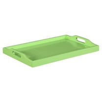 Pemberly Row Contemporary Serving Tray in Neon Green Wood Finish