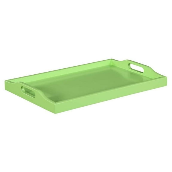 Pemberly Row Contemporary Serving Tray in Neon Green Wood Finish