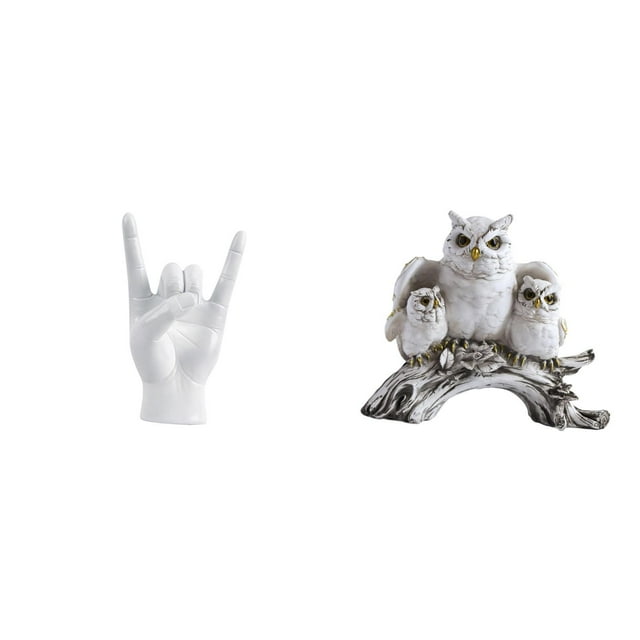 Estatua de mano de búho con gesto de roca, escultura creativa de dedos, adorno para apartamento, dormitorio, restaurante, sala de estar, oficina