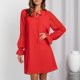 thumbnail image 1 of Vestido De Manga Larga Con Volantes, Cuello En V, Vestido Recto Con Vuelo, Corte Holgado, Recto, Elegante Para Ir De Compras. ANGGREK  No, 1 of 6