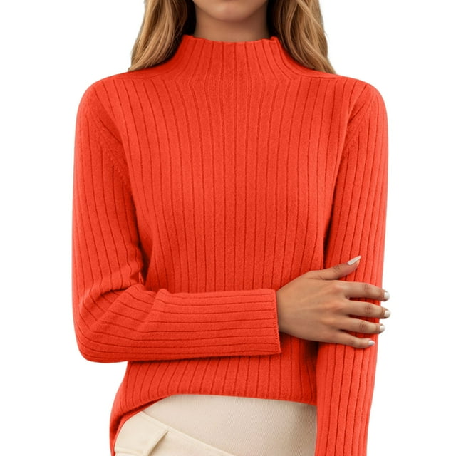 TINZ Chandail en Tricot pour Femmes Col Roulé Haut Décontracté Doux Confortable Extensible Blouse à Manches Longues pour Printemps Automne Hiver Jupe de Tennis pour Filles Jupes Latérales Universelles