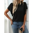 thumbnail image 2 of Women'S Formal Casual Business Shirts Summer Shirts Short Sleeves Round Neck Lotus Leaf Sleeves Suits 2025, 2 of 7
