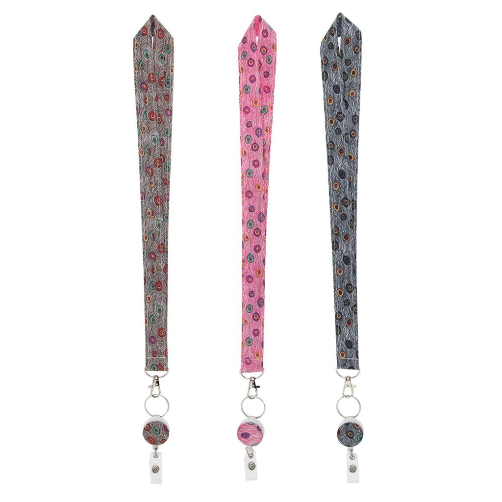Classic Floral Design Retractable 24 inch Neck Lanyard,Strap Name/ID Badge 