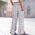 thumbnail image 7 of WTOBBY Women's Summer Boho Palazzo Wide Leg Pants with Floral Printing High Waist Elastic Drawstring and Functional Pockets for Casual Comfort ,Wine XL, 7 of 7