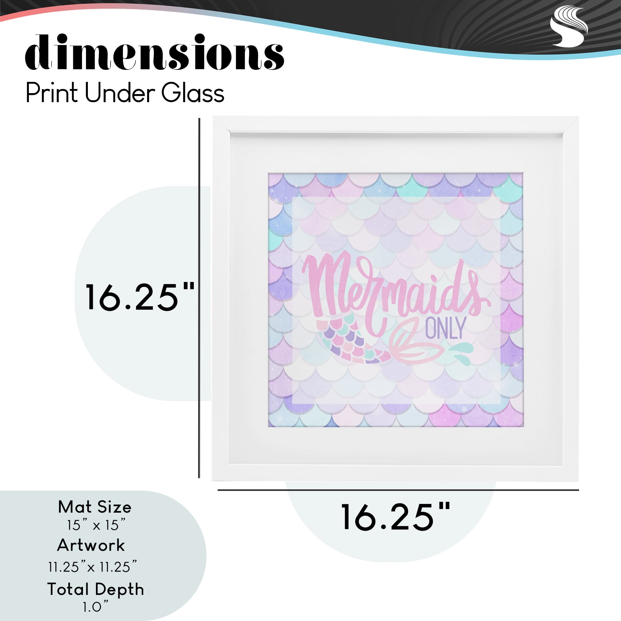 Pastel Mermaids Only White Framed Print Under Glass, design by Kim Allen