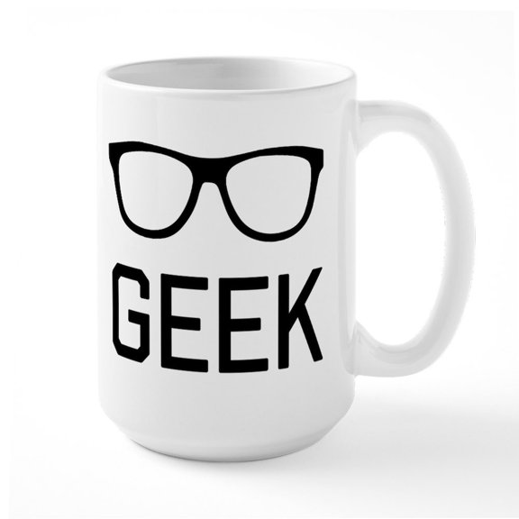 CafePress - Geek Glasses - 15 oz Ceramic Large White Novelty Mug