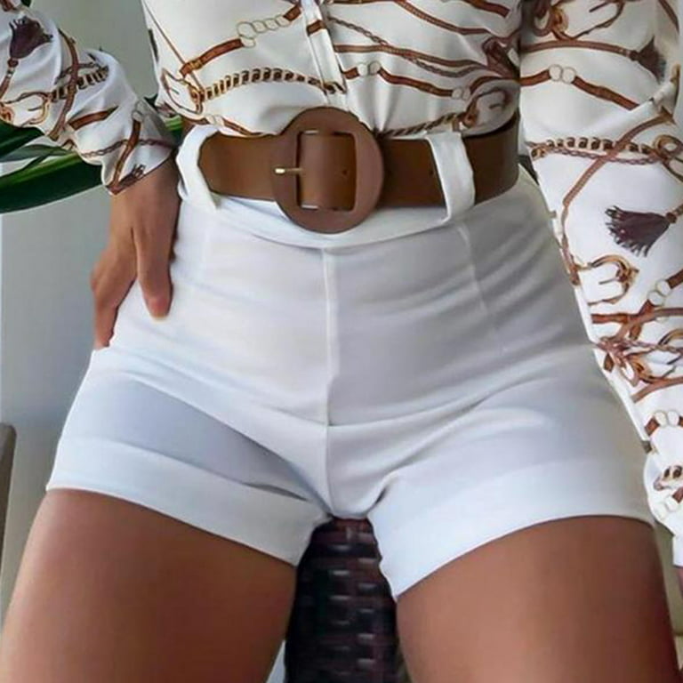 Fusipu Summer Office Lady Shorts High Waist Solid Color Back Zipper Skinny  Hot Pants for Daily Life