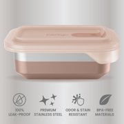 Bentgo MicroSteel Heat & Eat Container – Microwave-Safe, Leak-Proof, Easy-to-Clean, Lightweight Stainless Steel Reusable Food Storage with Airtight Silicone Lid (Snack Size; 2-Cup Capacity; Rose)