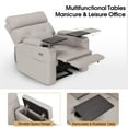 thumbnail image 3 of BarberPub Lay Flat Power Recliner with Hidden Arm Storage, Swivel Tray Table, PU Leather, Grey, 3 of 11