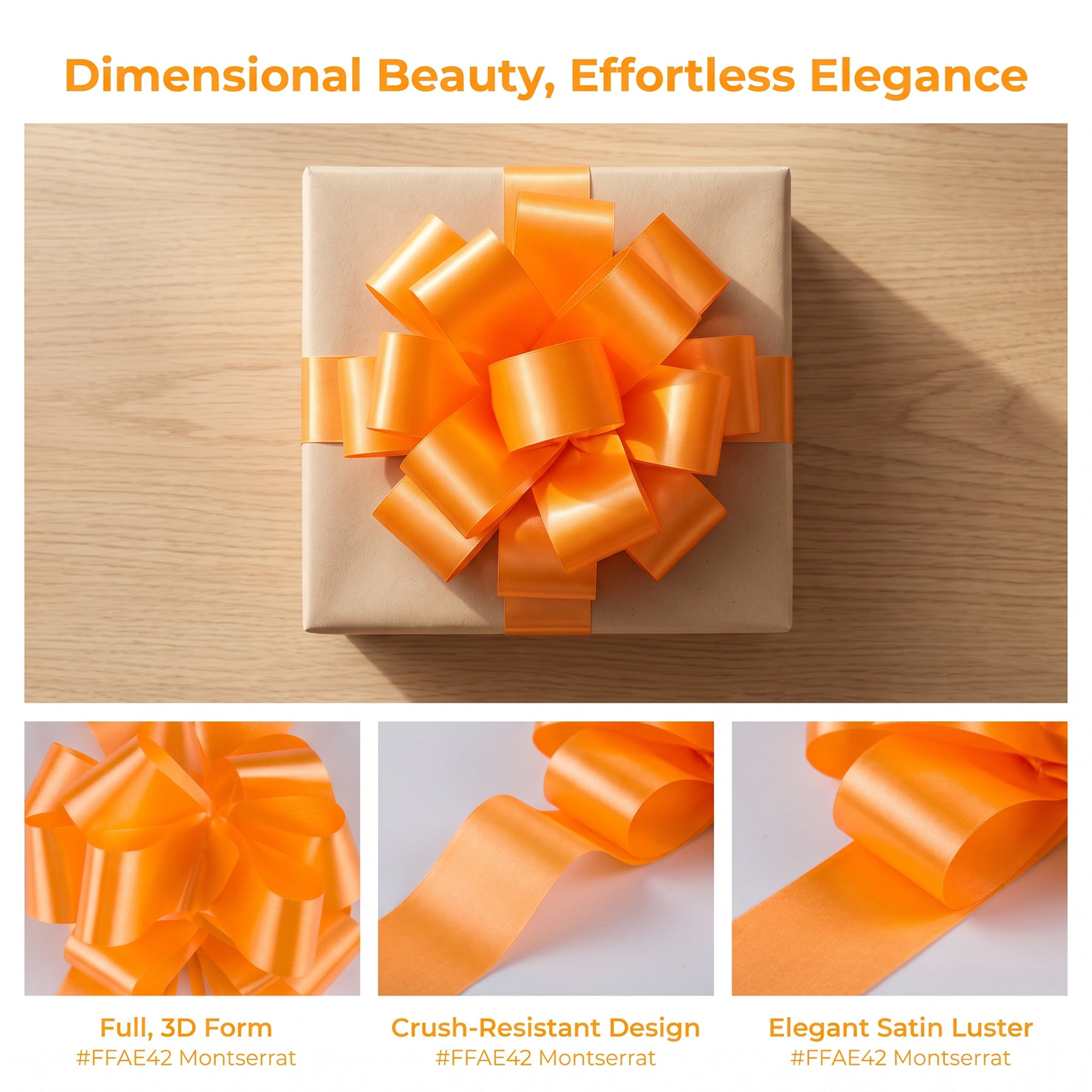 Unique Bargains Crush-Resistant Metallic Bows for Gift Wrapping and Decoration Orange