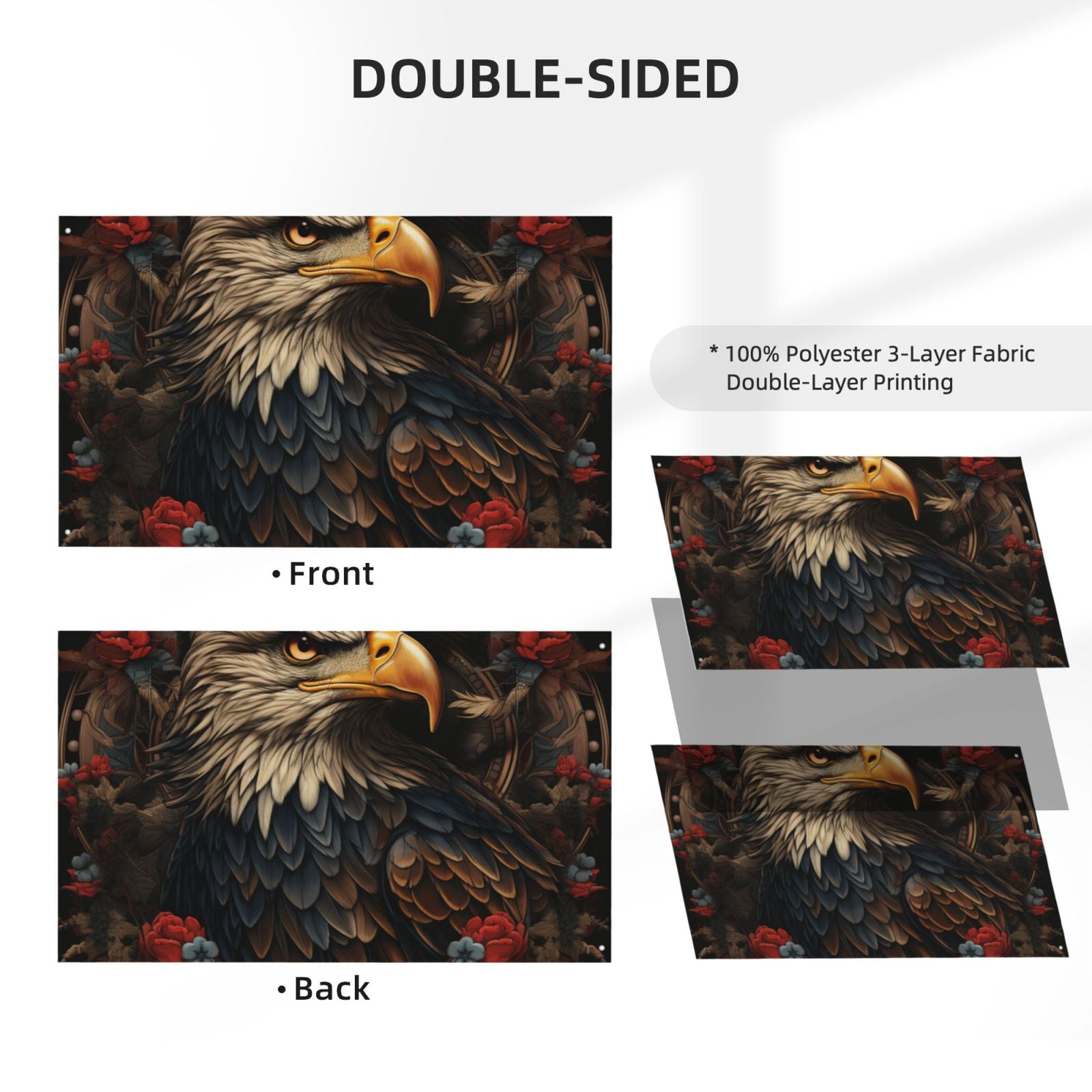 USA Navy Eagle American Flag United States Art Double Sided Flag 3x5FT Reversible Garden Flag Outdoor Decor for House, Porch, Lawn, Yard, Indoor Wall, Party Decoration