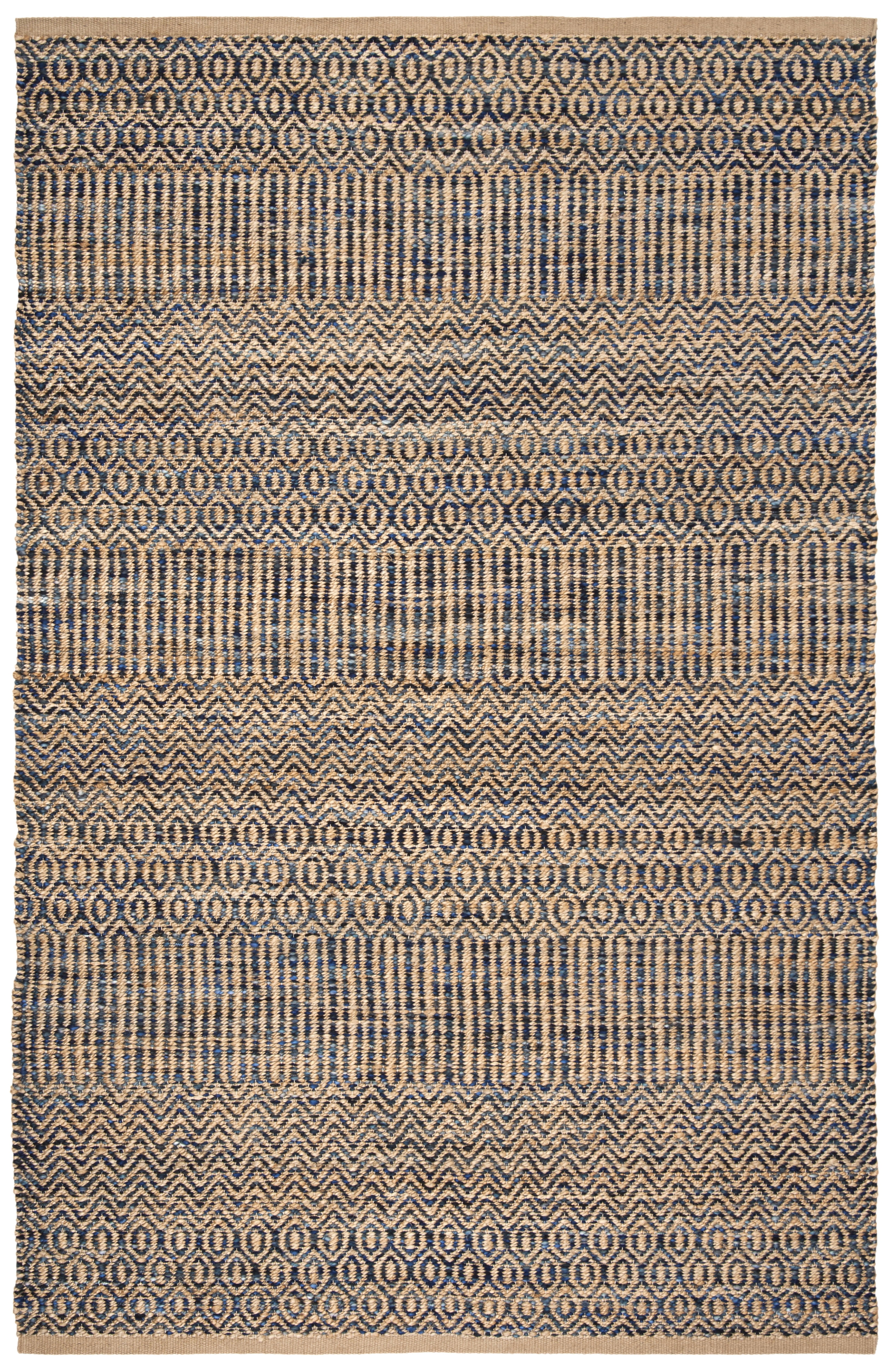 SAFAVIEH Cape Cod Susan Geometric Area Rug, Navy/Natural, 5' x 8'