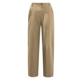 thumbnail image 3 of QLEICOM Women's Cropped Pants, Drawstring Stretch Sweatpants, Cotton Linen Loose Straight-Leg, Casual Elastic Waist Trousers with Pockets, Summer Running Jogging Athletic Pants Khaki S, 3 of 4