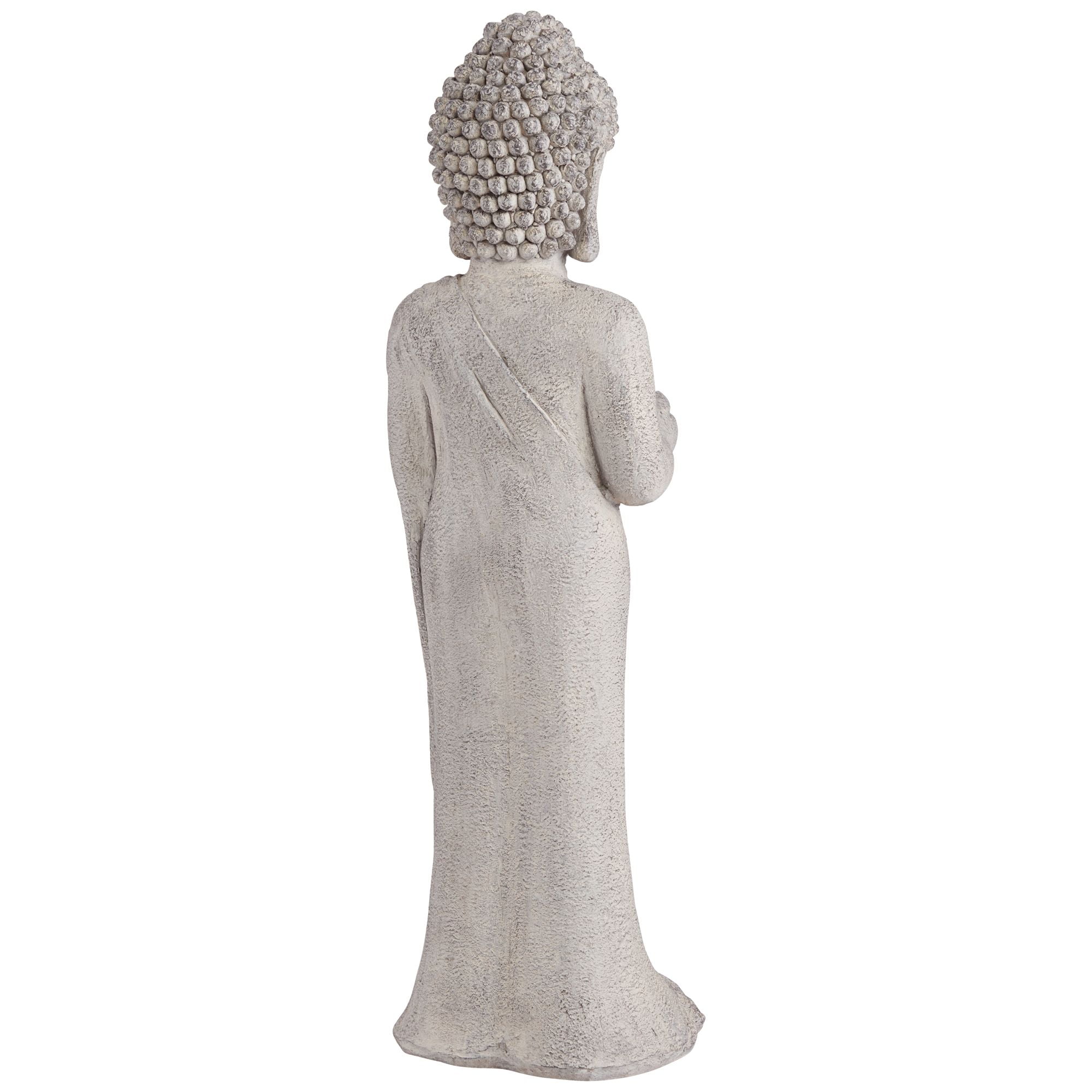 John Timberland Standing Buddha Statue Sculpture Zen Asian Garden Decor Indoor Outdoor Front Porch Patio Gray Faux Stone 32" Tall