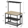 thumbnail image 3 of Juiluna 47 in Kitchen Island with Power Outlet 3 Tier Storage Baker Rack Microwave Stand Oven Shelf 5 Hooks Natural Oak Finish for Dining Living Room, 3 of 9